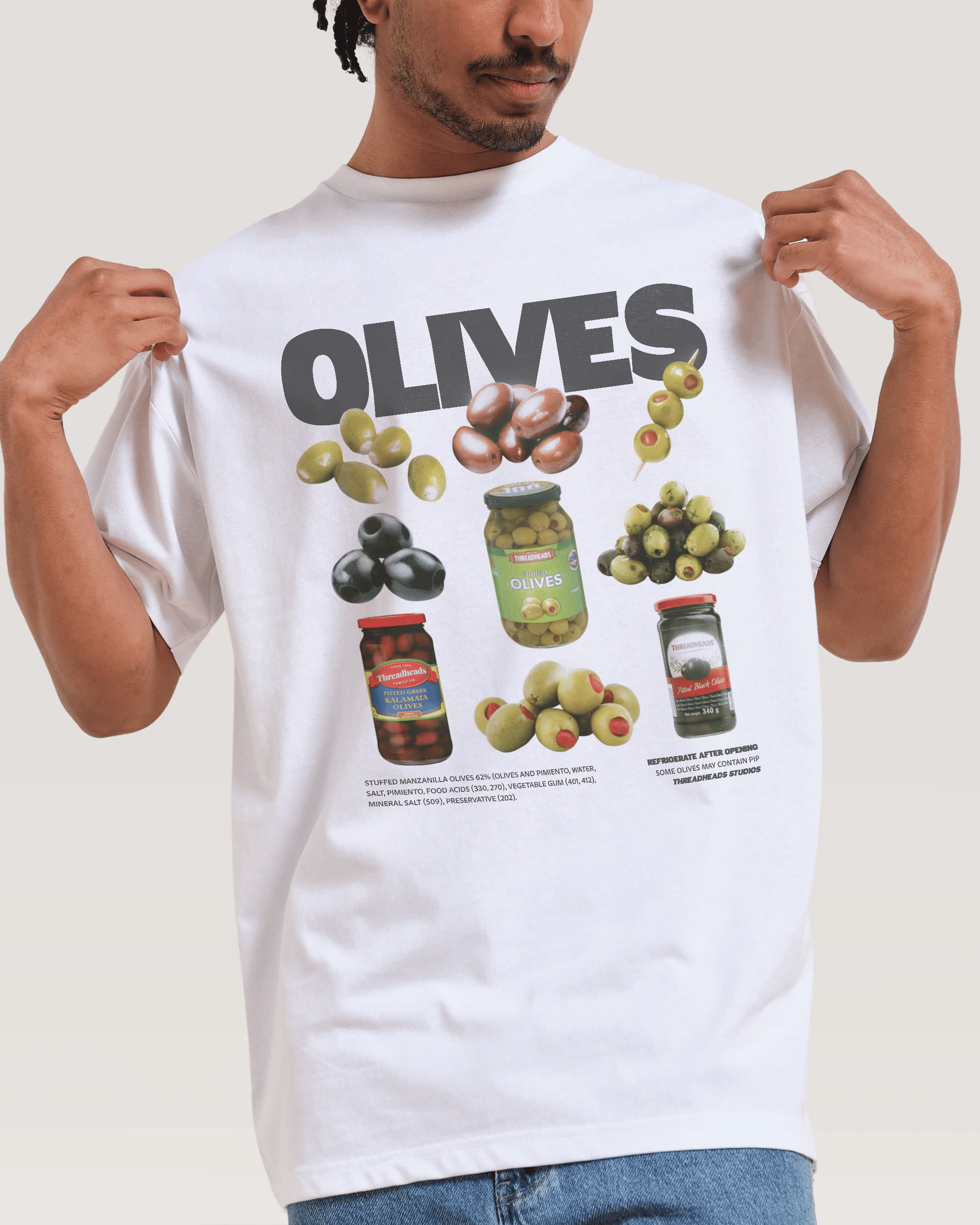 Olives White Front Cotton T-Shirt 