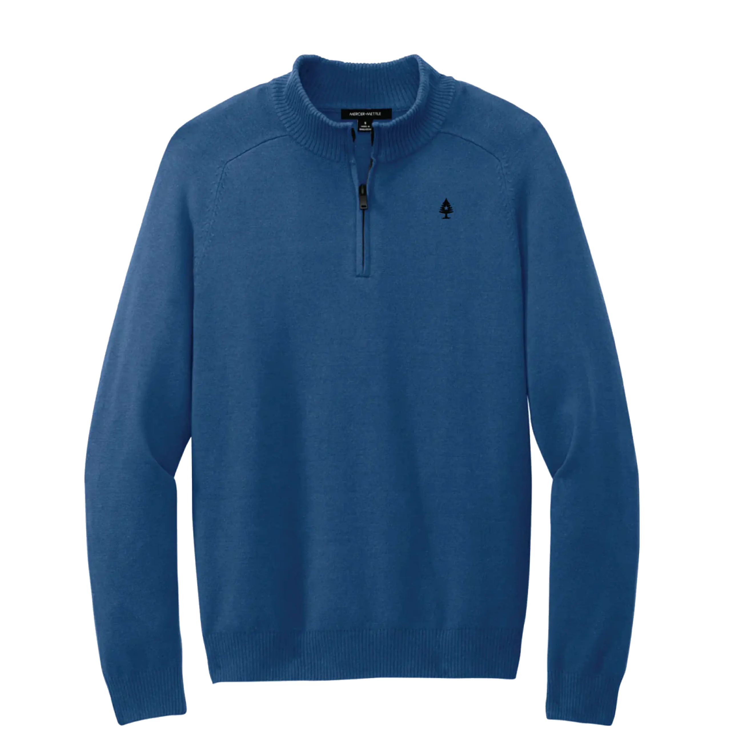Mens Denim Blue Knit Zipper Sweater - Elegant Modern Style