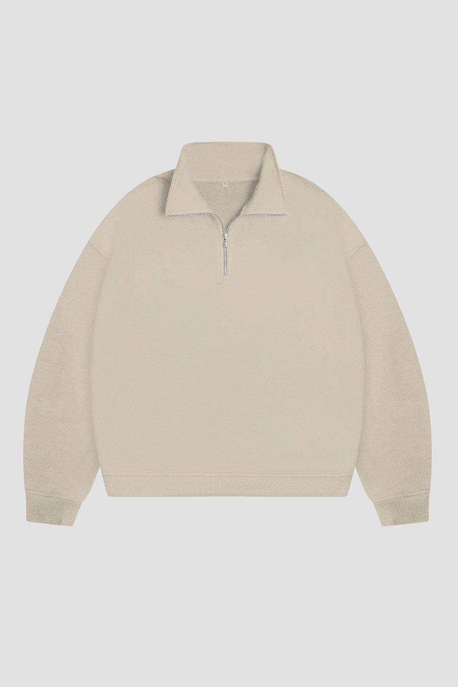 Cream Cotton Half Zip Sweater 330GSM - Lightweight & Stylish