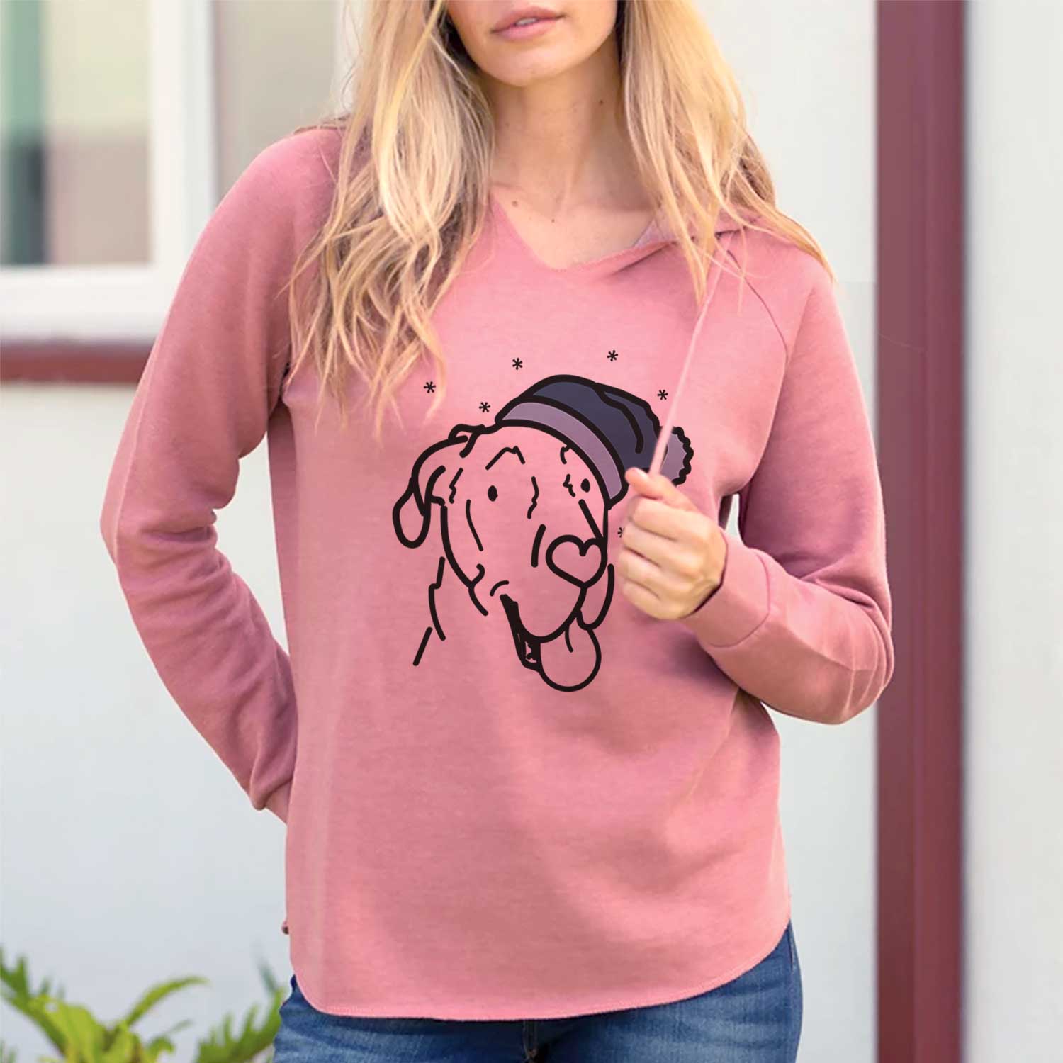 Womens California Wave Hooded Sweatshirt in Blush, Dusty Rose, Sage
