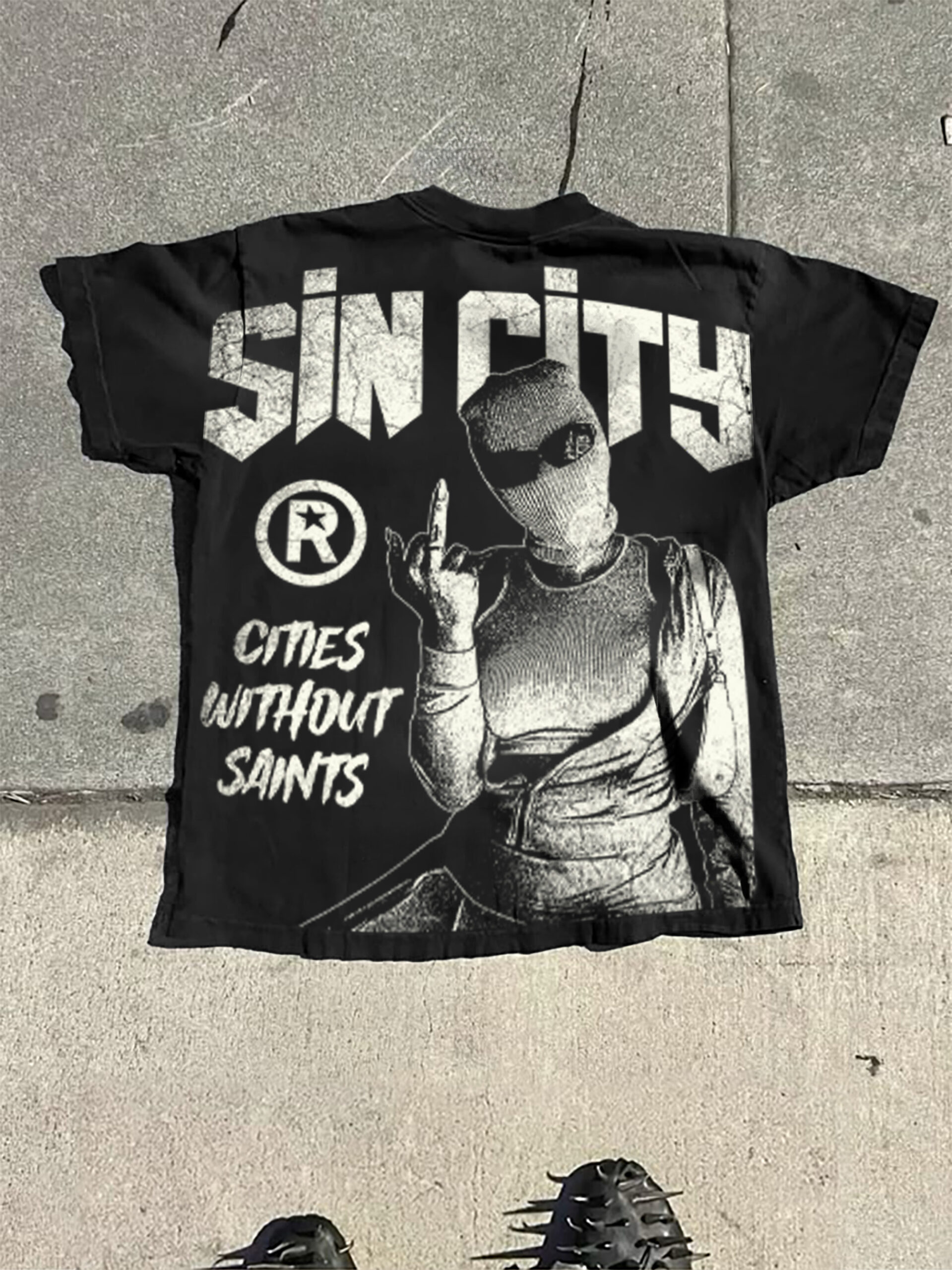 Cities Without Saints Street Gangs Character Graphic Cotton T-Shirt V-Neck Short Sleeve