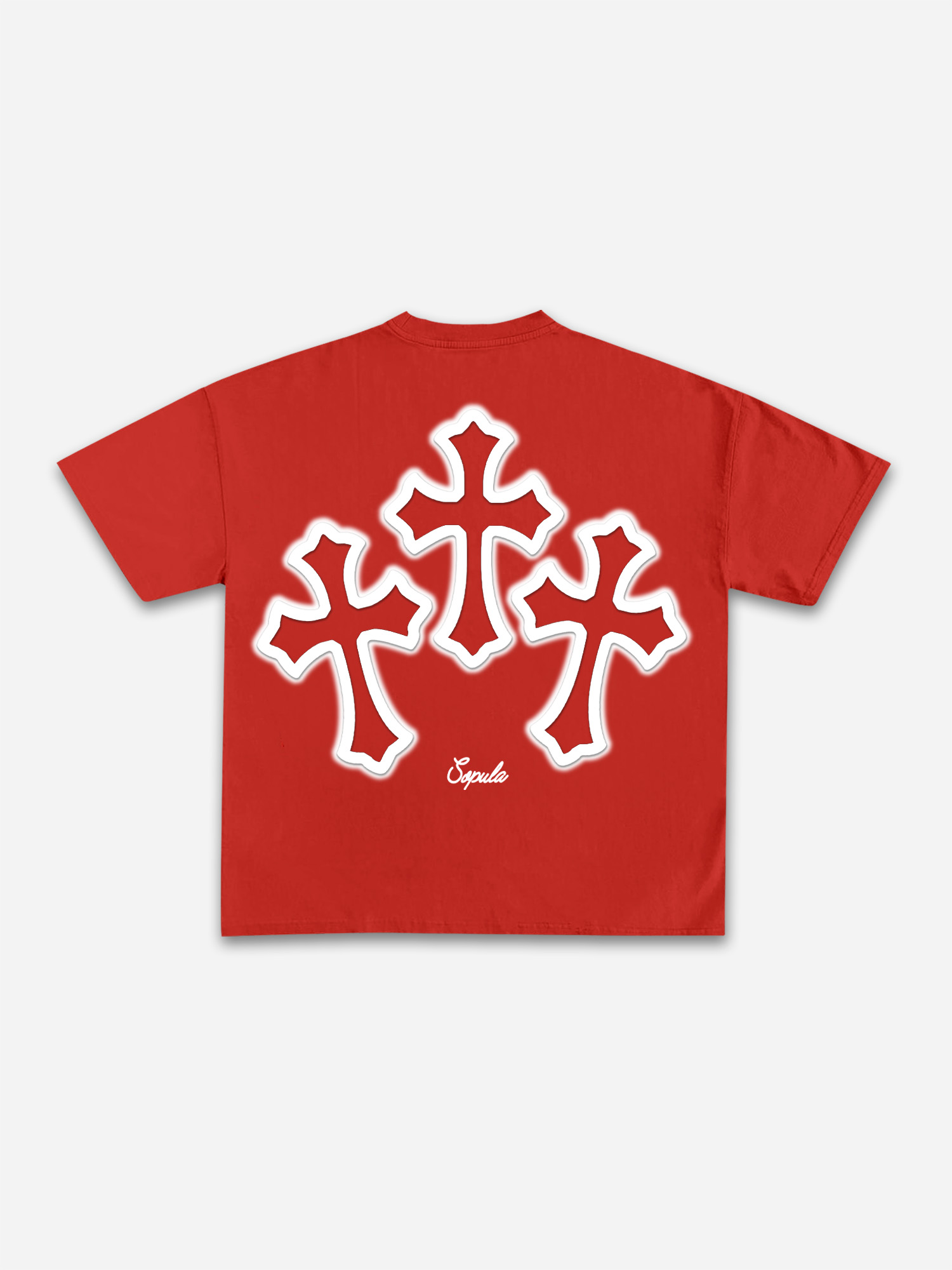 Classic Cross Graphic Polyester V-Neck Short Sleeve T-Shirt - Vintage Sport Style