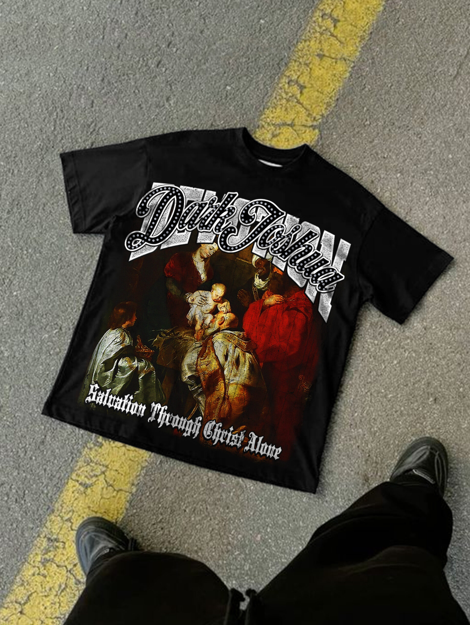 Dark Joshua Newborn Graphic Cotton T-Shirt - Vintage V-Neck Short Sleeve Polyester Summer Tee