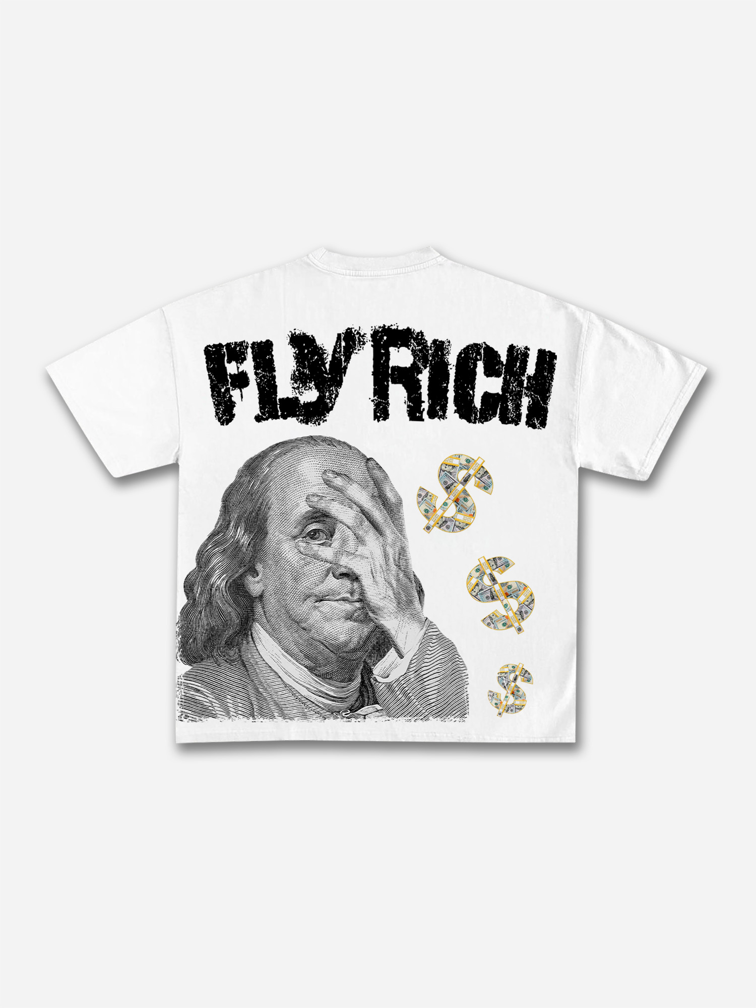 Fly Rich Choose Money Graphic V-Neck T-Shirt - Polyester Short Sleeve Vintage Summer Streetwear