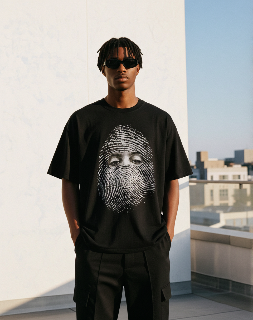 Gangster Portrait Art Graphic V-Neck Cotton T-Shirt - Short Sleeve Vintage Polyester Summer Streetwear