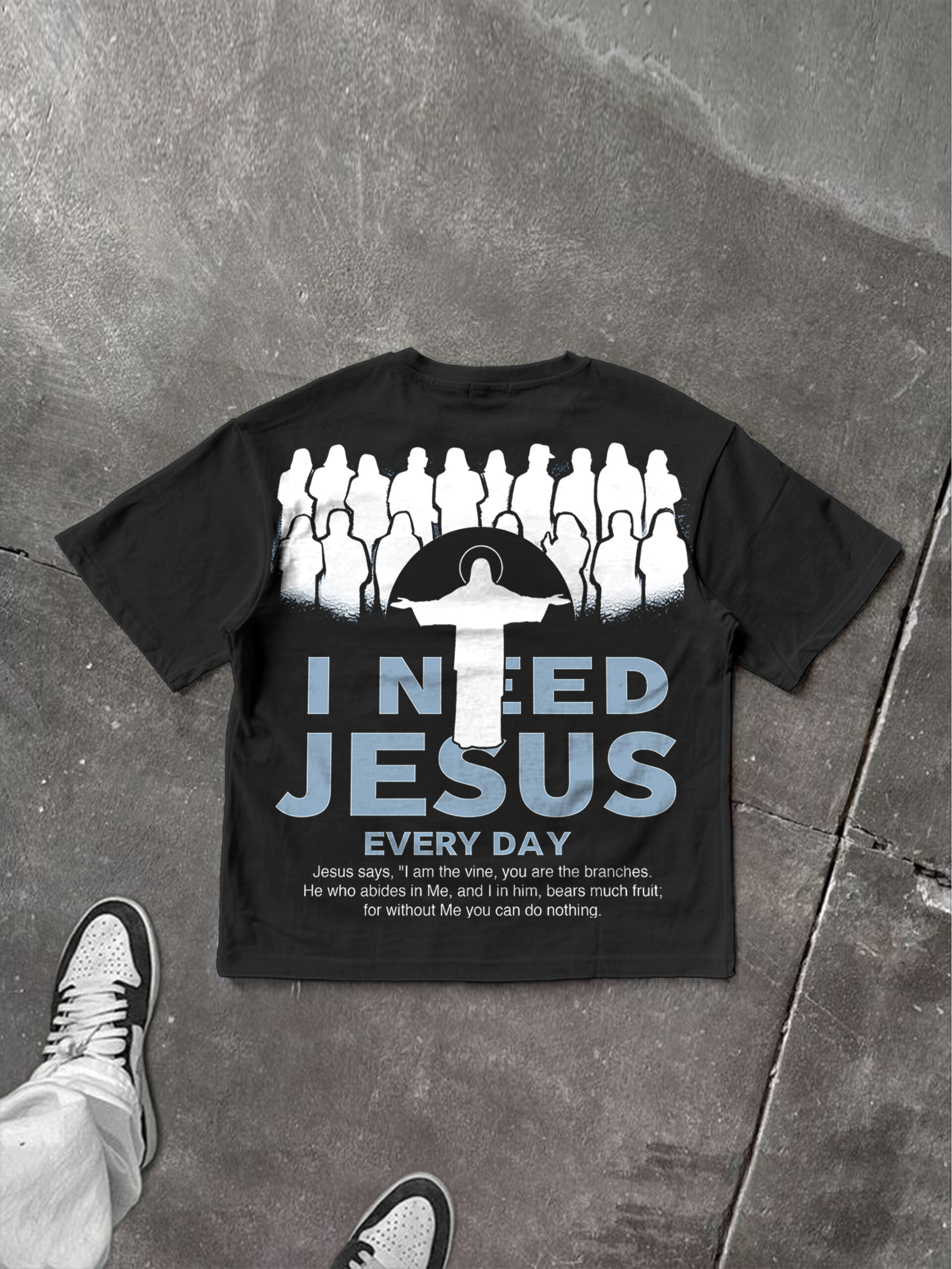 I Need Jesus Cotton T-Shirt - Vintage V-Neck Short Sleeve Polyester Streetwear