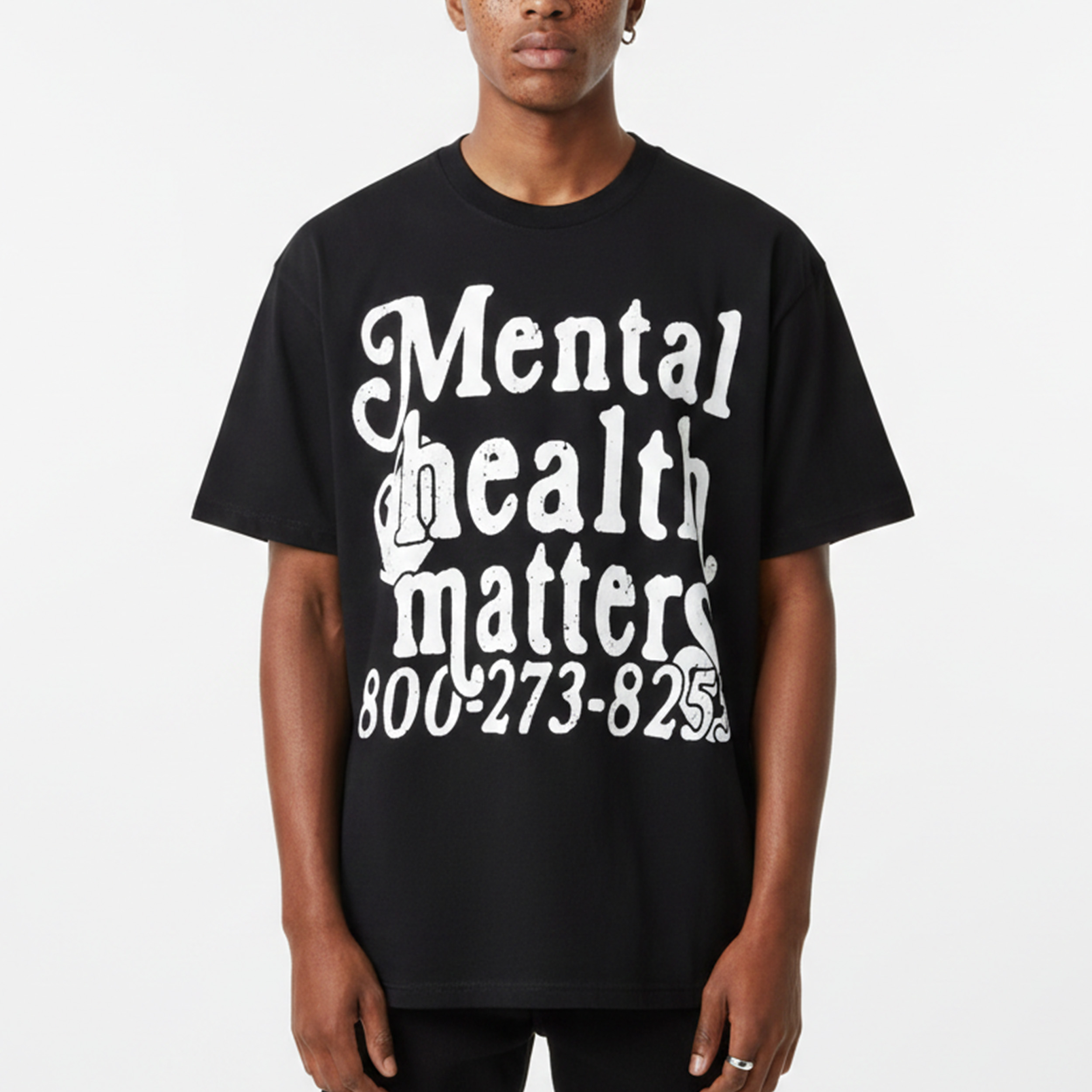 Men's Mental Health Matters Graphic T-Shirt 100% Cotton V-Neck Short Sleeve