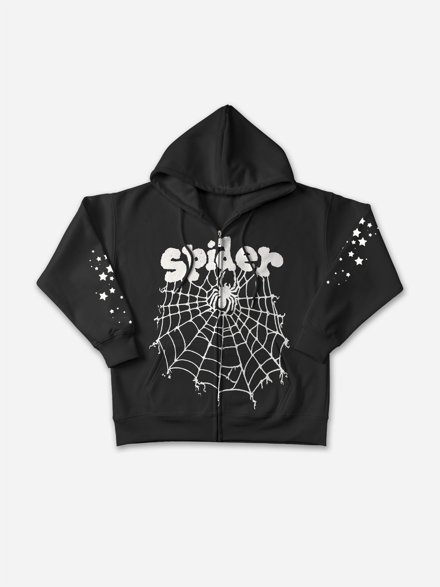 Men's Vintage Spider Web Y2K Graphic Zip-Up Hoodie Polyester Short Sleeve Regular Length