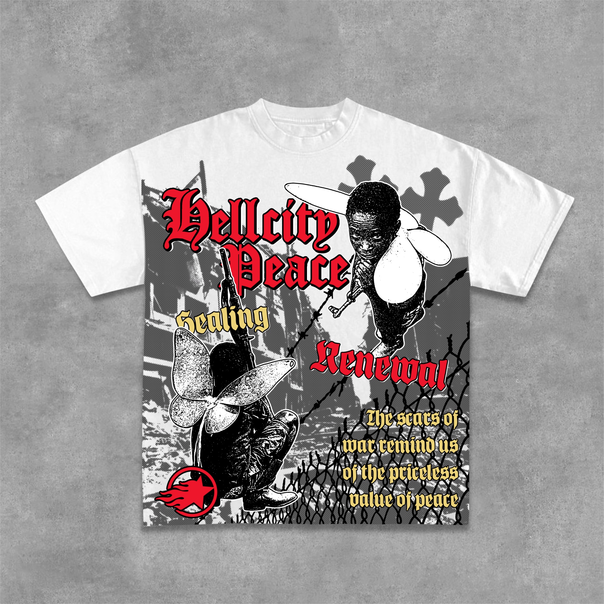 Men's War Graphic Print V-Neck Short Sleeve Polyester T-Shirt Vintage Style