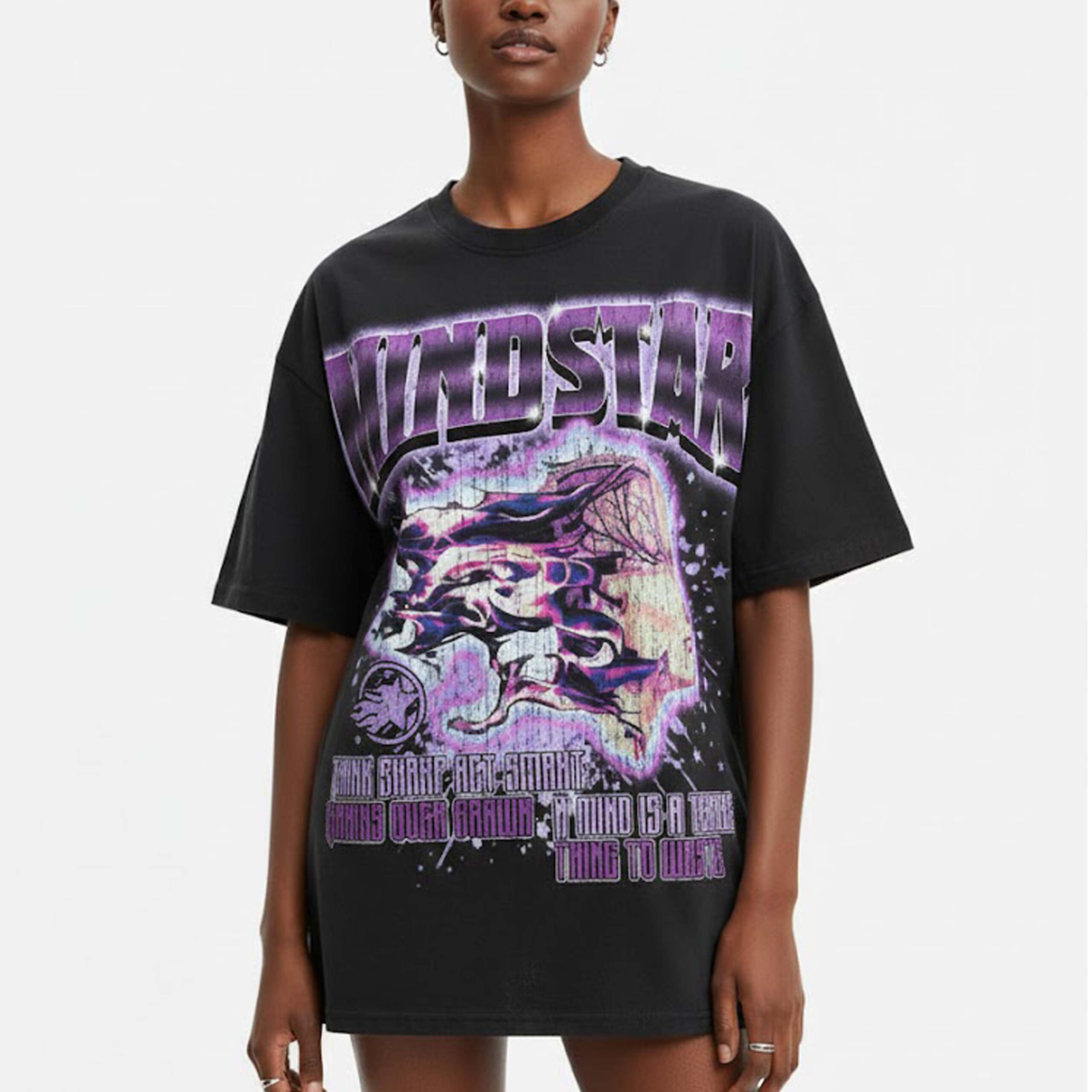 Mindstar Burning Thinking Retro Pattern V-Neck Short Sleeve Polyester T-Shirt