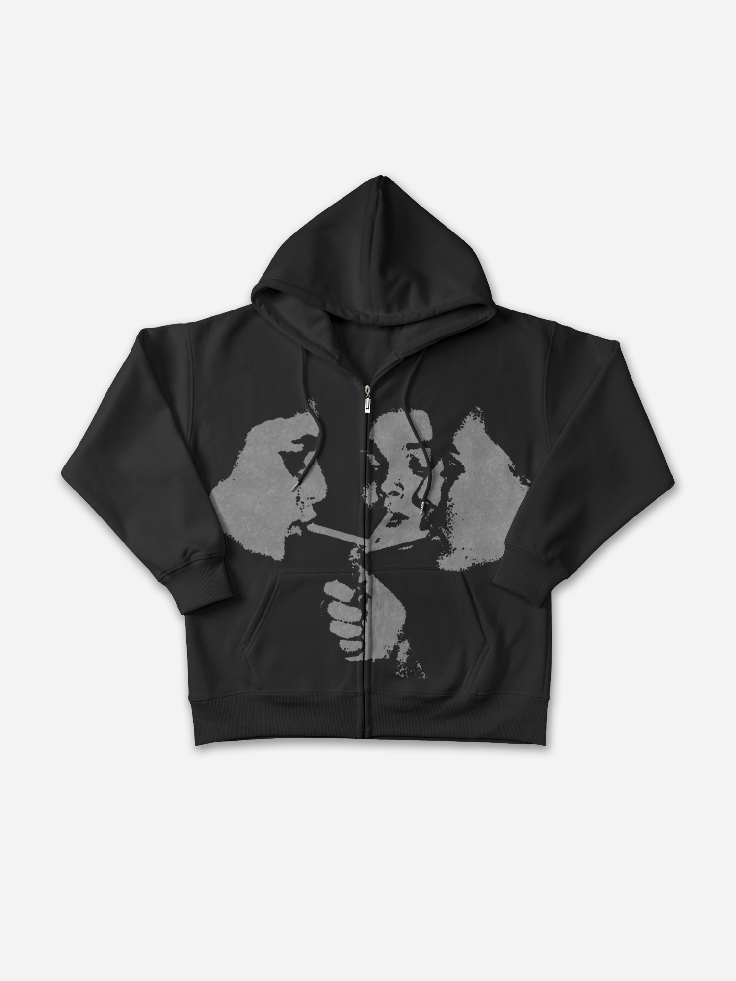 Relaxed Vintage Graphic Oversized Zip Up Hoodie Polyester Short Sleeve V-Neck Streetwear