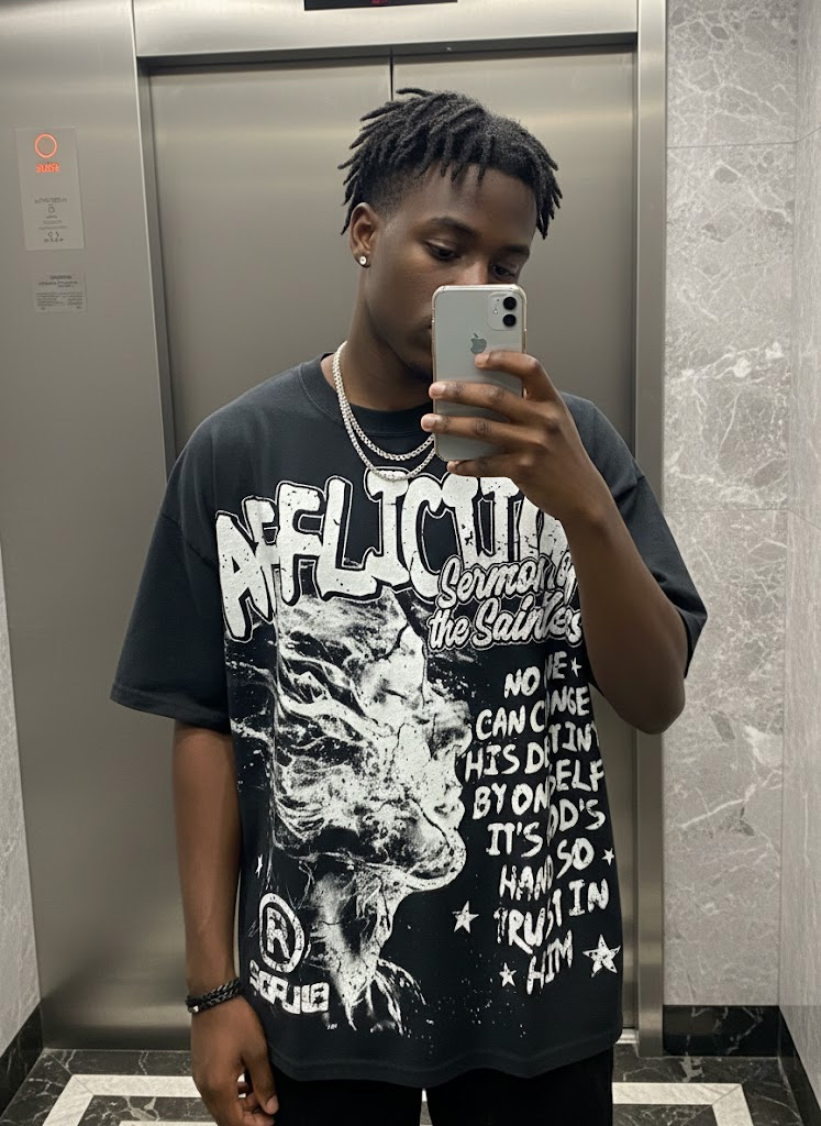 Sopula Affliction Sermon Of The Saintless Graphic V-Neck Polyester T-Shirt Short Sleeve