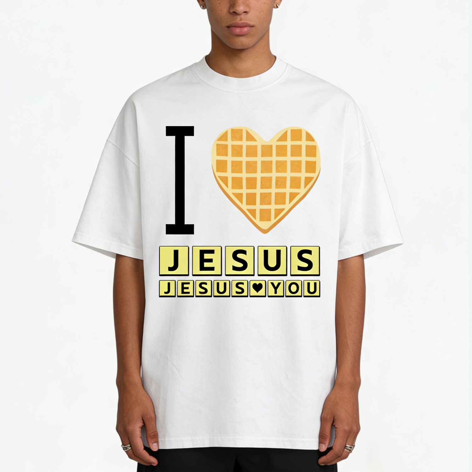Sopula Bryce Crawford I Love Jesus Graphic V-Neck Cotton T-Shirt Short Sleeve