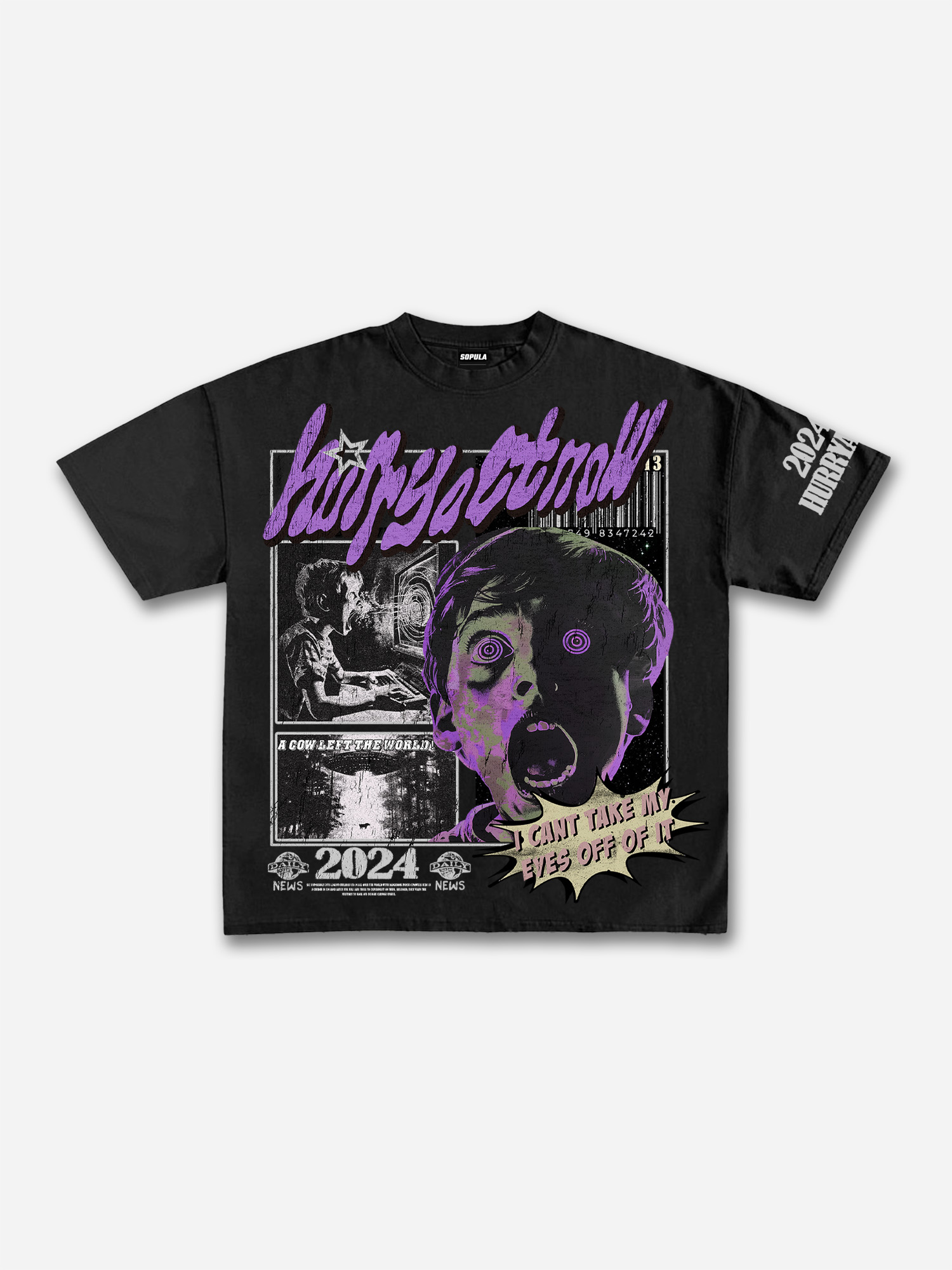 Sopula Children of the Damned Graphic V-Neck T-Shirt - Polyester Short Sleeve Kids Vintage