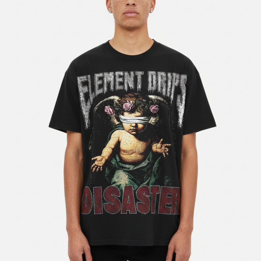 Sopula Element Drips Angel Graphic V-Neck Short Sleeve Polyester T-Shirt