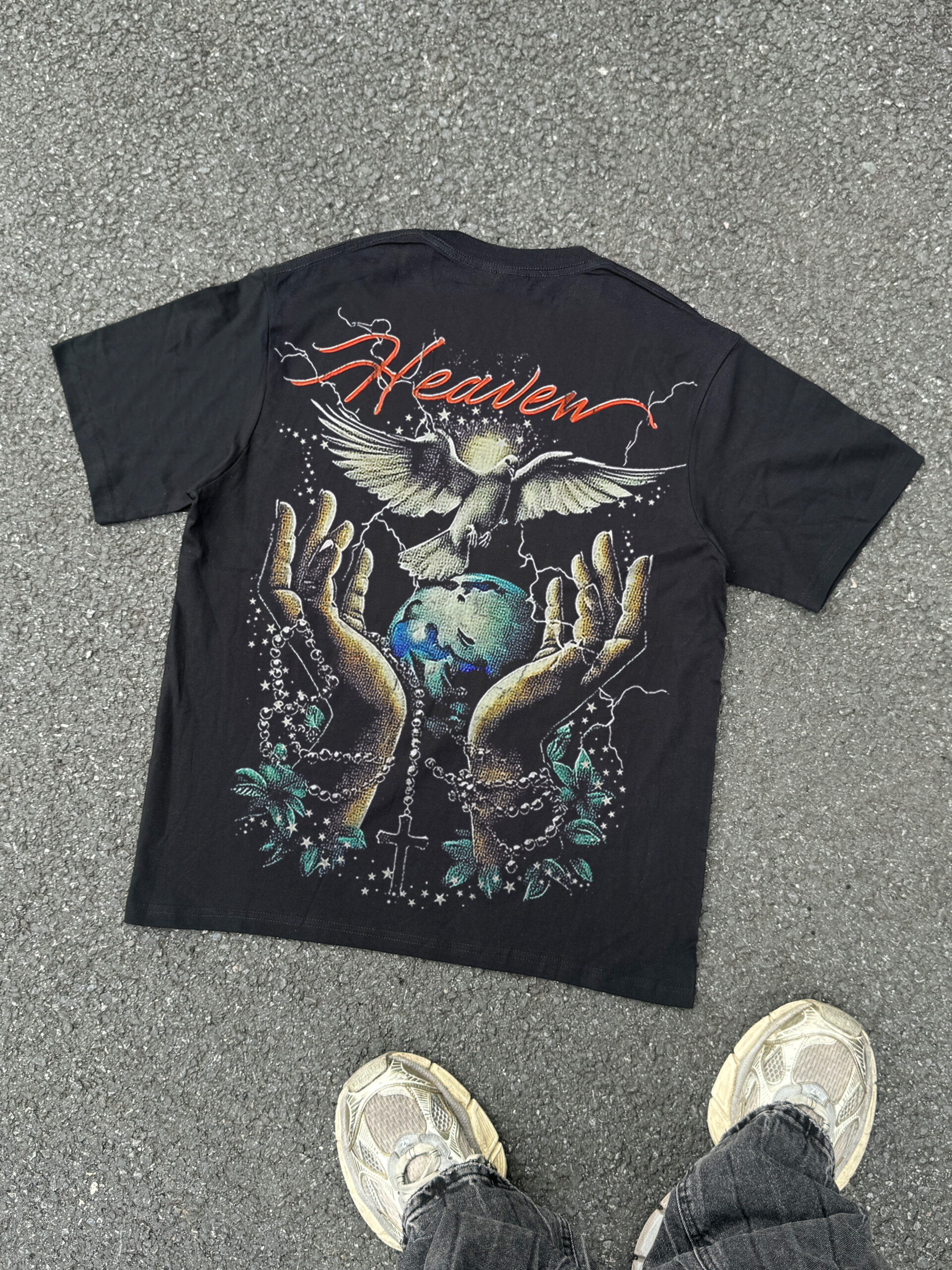 Sopula Heaven Gothic Religious Art Print Cotton V-Neck Short Sleeve T-Shirt