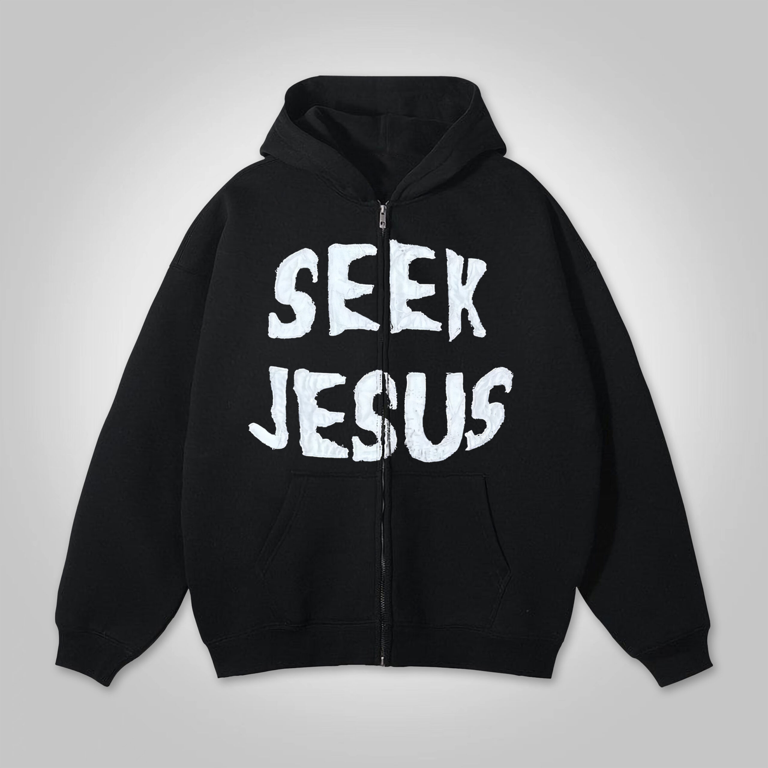 Sopula Men's Seek Jesus Graphic Zip Up Hoodie Polyester Short Sleeve Vintage