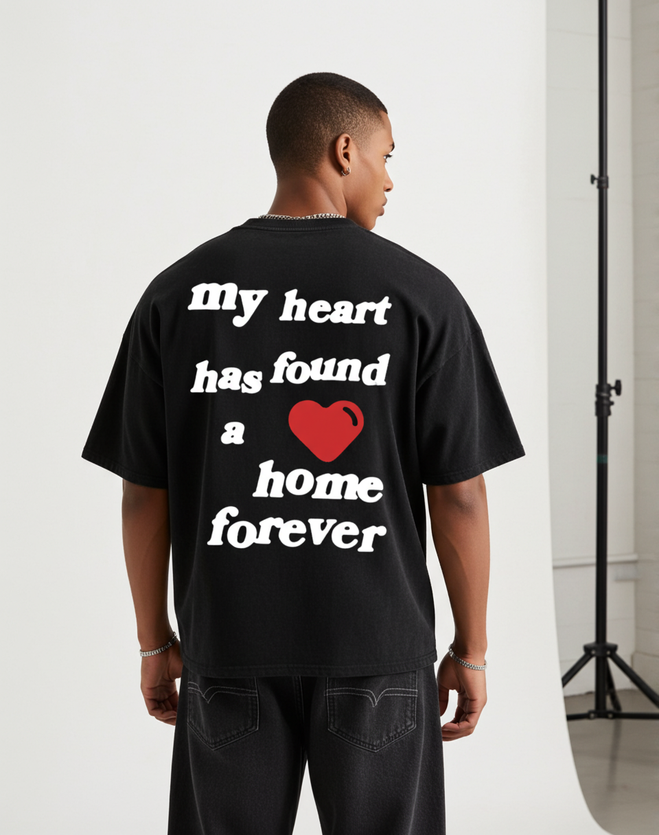 Sopula My Heart Has Found A Home Graphic V-Neck Short Sleeve Polyester T-Shirt