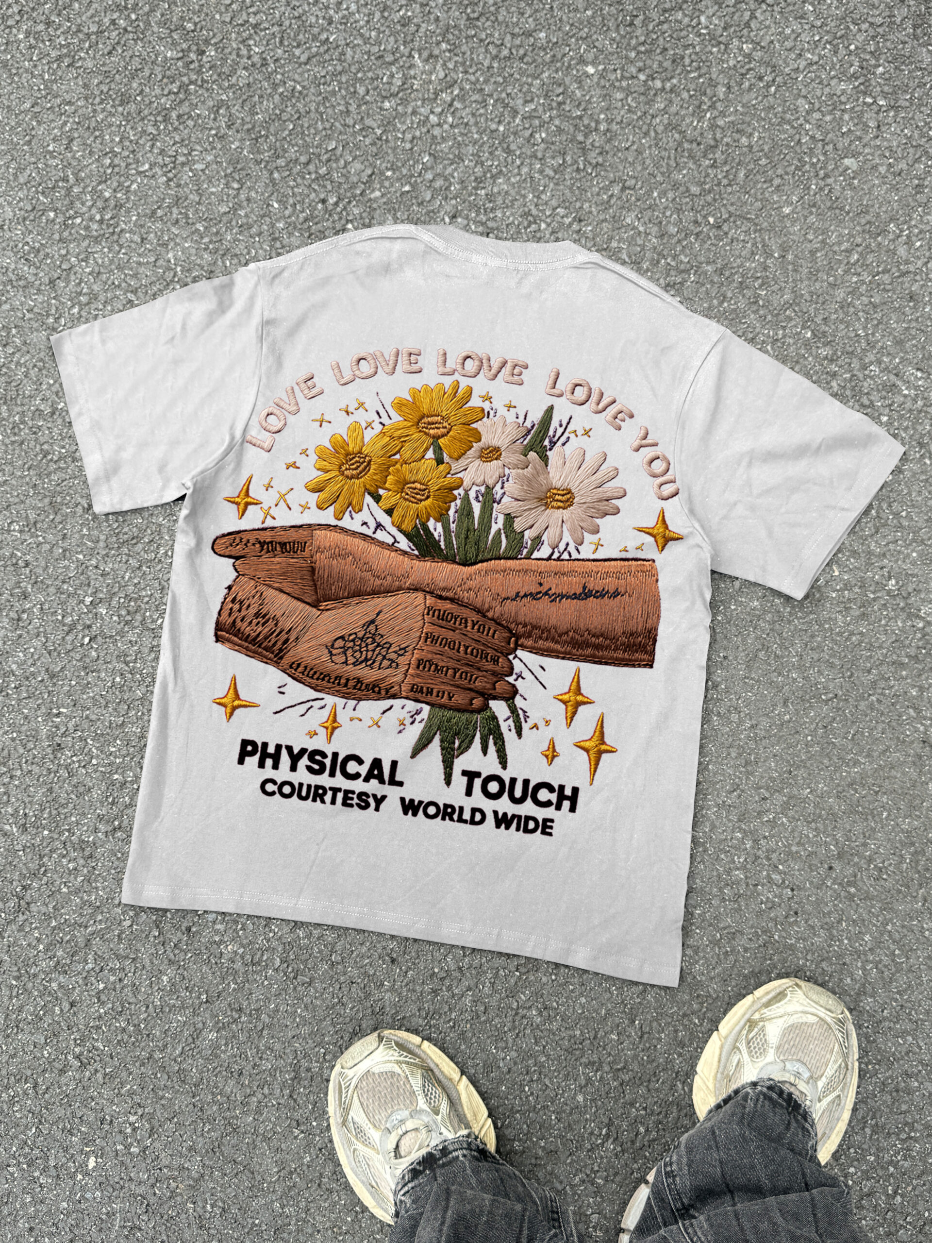 Sopula Physical Touch Graphic V-Neck Short Sleeve Polyester T-Shirt Vintage Sport Print