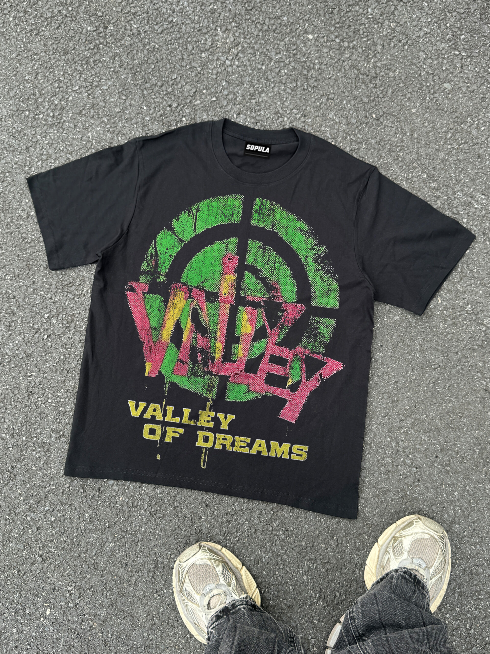 Sopula Valley Forever Target Graphic V-Neck Short Sleeve Polyester T-Shirt