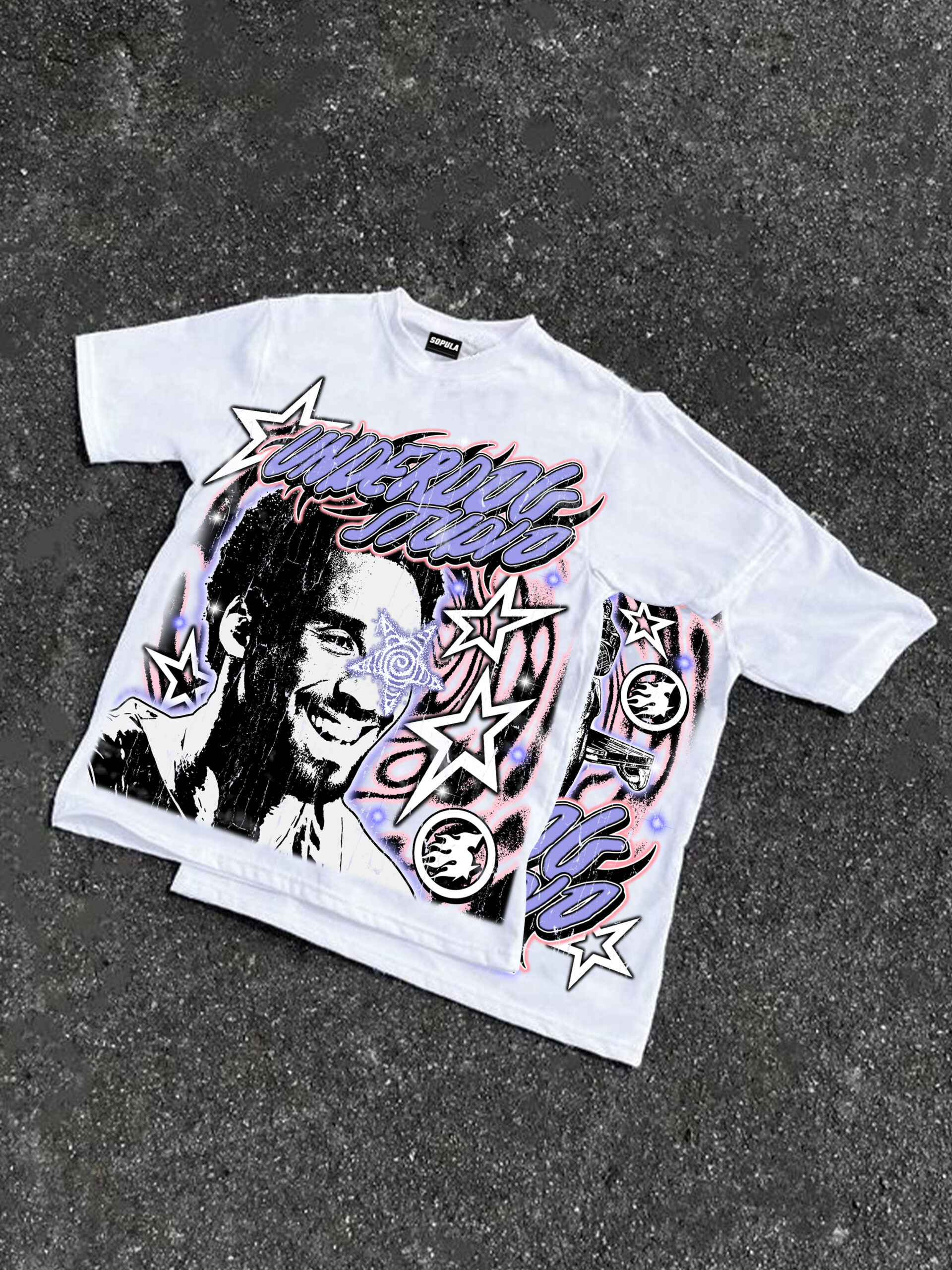 Sopula Vintage Basketball Legends Graphic V-Neck Short Sleeve Polyester T-Shirt