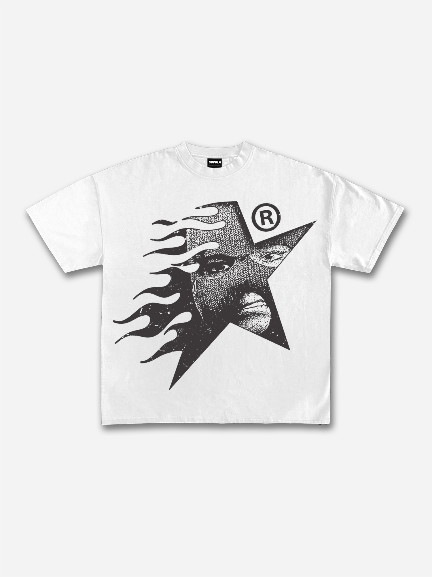 Street Style Gangster Star Graphic V-Neck T-Shirt - Polyester Short Sleeve Regular Length