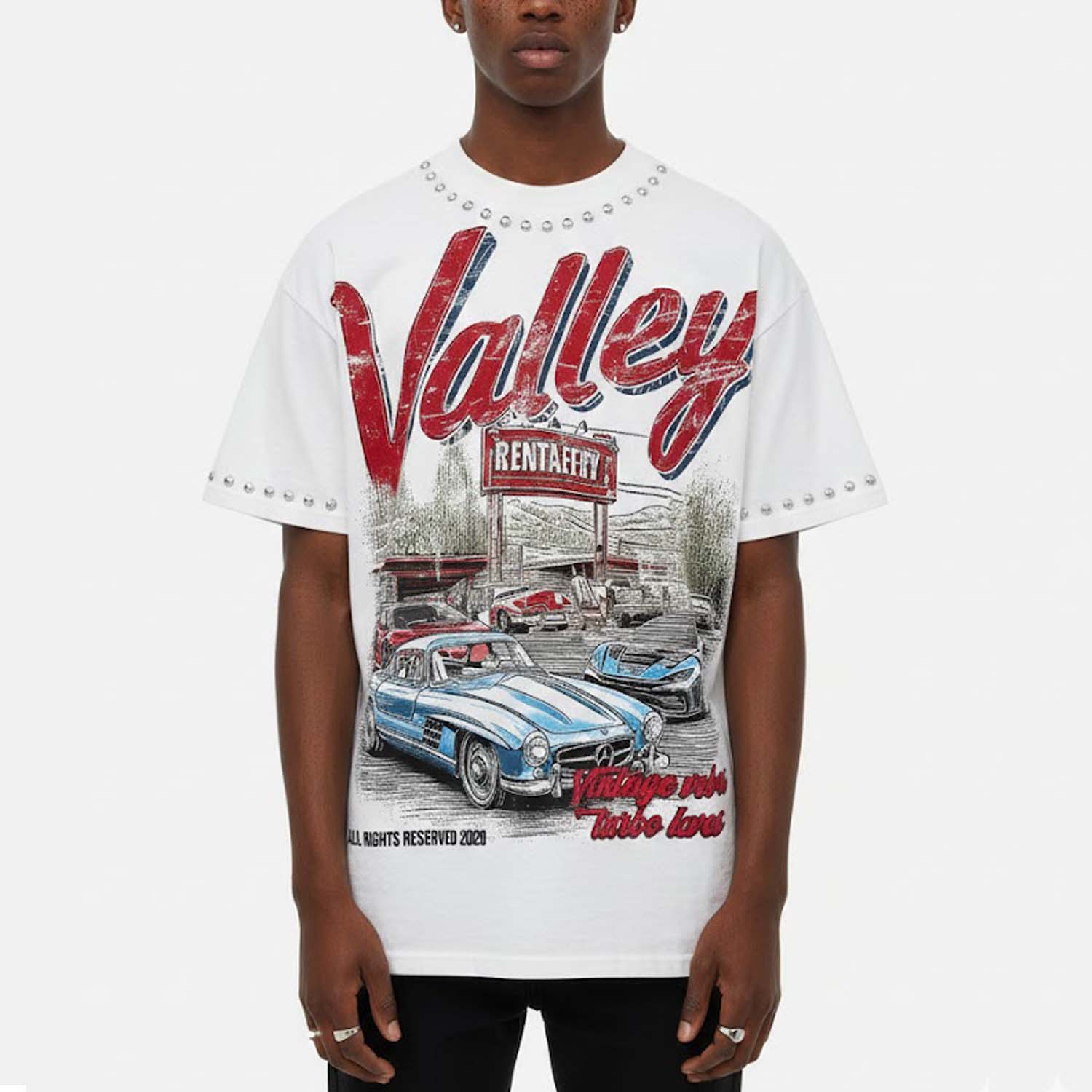 Vintage Vibes Turbo Lives Cotton T-Shirt - V-Neck Short Sleeve Polyester Sport Graphic Regular Length
