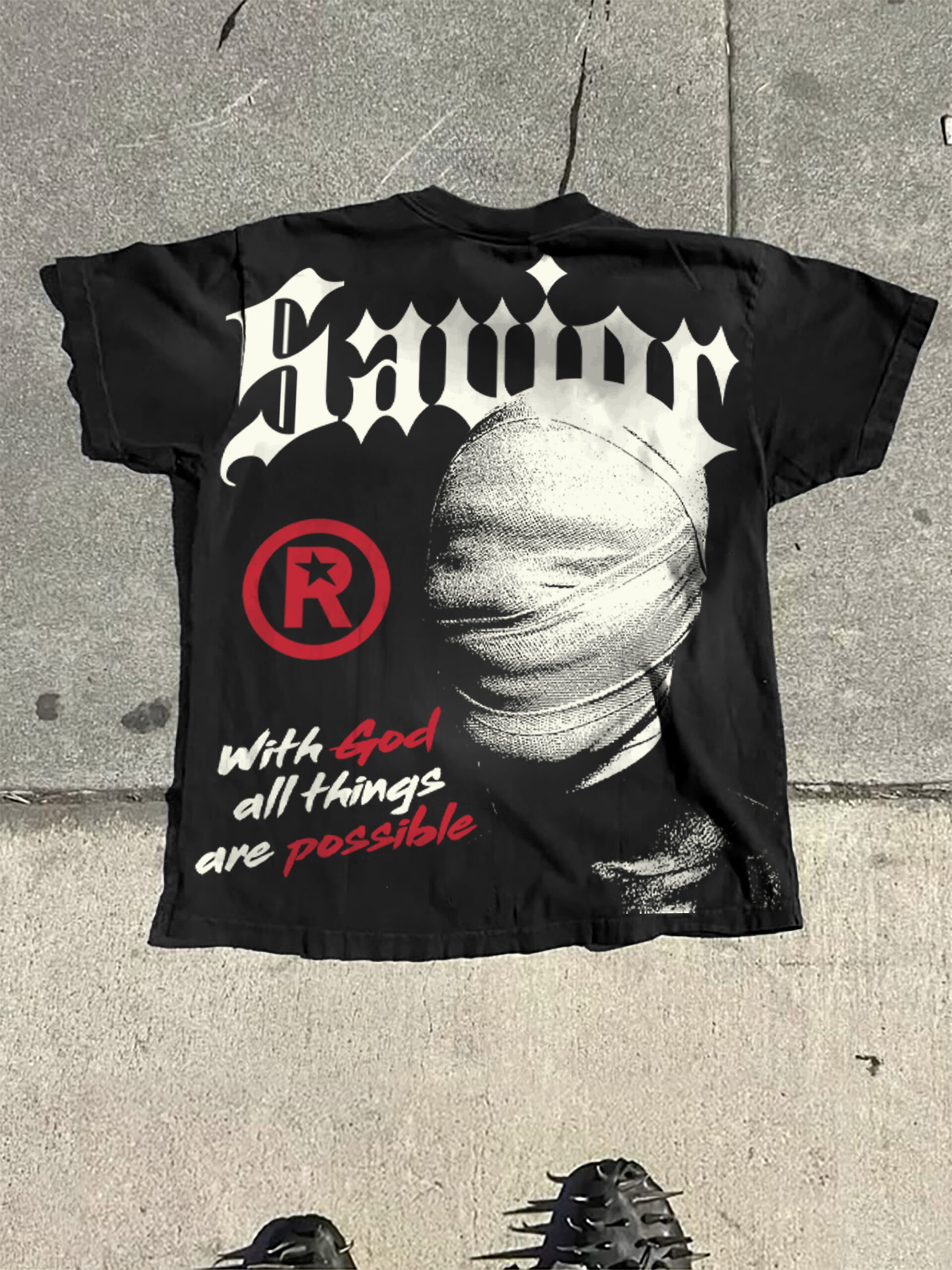 With God All Things Are Possible Mummy Graphic V-Neck Short Sleeve Polyester T-Shirt