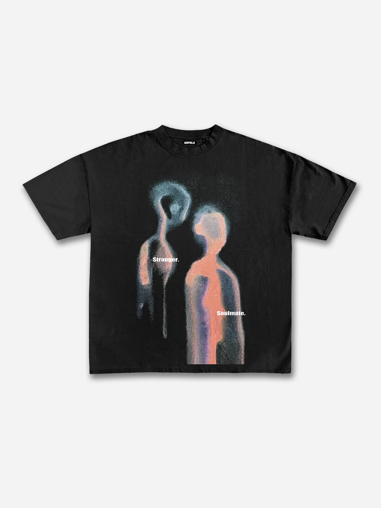 Y2K Retro Street Silhouette Print V-Neck T-Shirt - Polyester Short Sleeve Regular Length