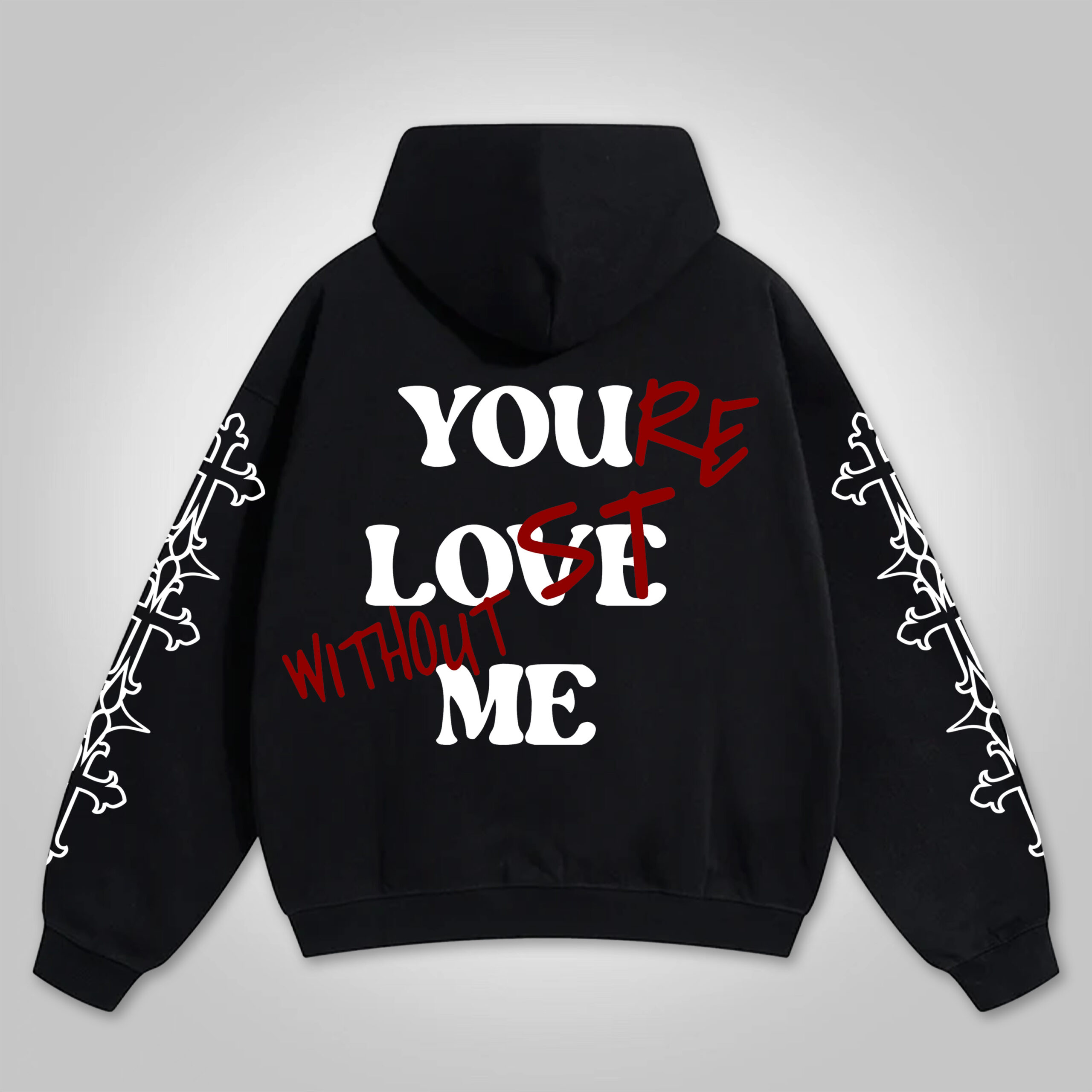 Your Lost Without Me Puff Print Graphic Zip-Up Hoodie Polyester Short Sleeve Vintage